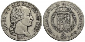 Vittorio Emanuele I (1802-1821) - 5 Lire - 1817 - AG R Pag. 11; Mont. 25 - BB