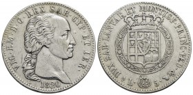 Vittorio Emanuele I (1802-1821) - 5 Lire - 1820 - AG R Pag. 14; Mont. 28 Tracce di pulizia - qBB