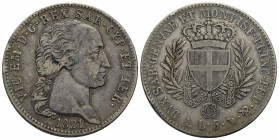 Vittorio Emanuele I (1802-1821) - 5 Lire - 1821 - AG RRR Pag. 15; Mont. 29 - qBB