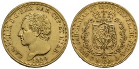 Carlo Felice (1821-1831) - 80 Lire - 1829 G - AU R Pag. 33; Mont. 15 Segnetti - qSPL