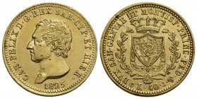 Carlo Felice (1821-1831) - 40 Lire - 1825 G - AU RR Pag. 41; Mont. 25 Segnetti e colpetto - Bei fondi - BB-SPL