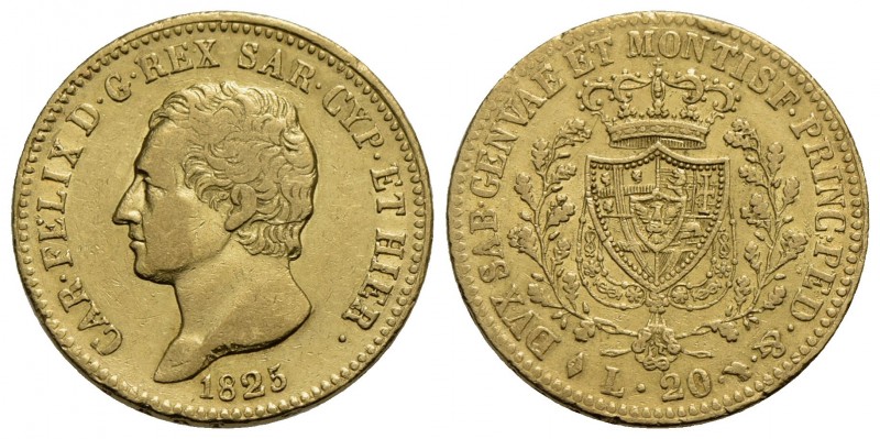 Carlo Felice (1821-1831) - 20 Lire - 1825 T - AU Pag. 51; Mont. 35 - BB