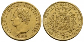 Carlo Felice (1821-1831) - 20 Lire - 1828 T (L) - AU Pag. 56; Mont. 41 Colpo dentro lo 0 di 20 lire - qSPL