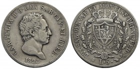 Carlo Felice (1821-1831) - 5 Lire - 1823 T - AG R Pag. 65; Mont. 56 - qBB