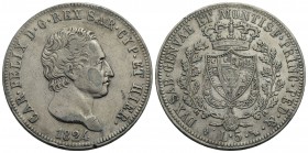 Carlo Felice (1821-1831) - 5 Lire - 1824 T - AG R Pag. 67; Mont. 57 Fondi ripassati - qBB
