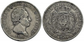 Carlo Felice (1821-1831) - 5 Lire - 1828 G - AG Pag. 74; Mont. 66 - qBB