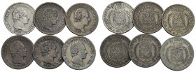 Carlo Felice (1821-1831) - Lira - 1827 G e T, 28 G e T (L e P), 30 T (P) - AG Lotto di 6 monete - MB÷BB