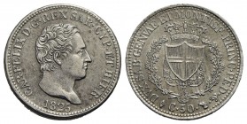 Carlo Felice (1821-1831) - 50 Centesimi - 1825 T - AG Pag. 111; Mont. 110 - qFDC