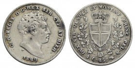 Carlo Felice (1821-1831) - 25 Centesimi - 1829 T - AG RR Pag. 123; Mont. 125 - BB/BB+