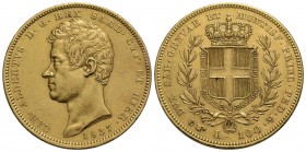 Carlo Alberto (1831-1849) - 100 Lire - 1837 T - AU RRR Pag. 145; Mont. 11 Colpetto ripreso - qSPL
