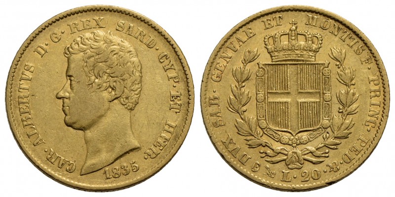 Carlo Alberto (1831-1849) - 20 Lire - 1835 G - AU Pag. 181; Mont. 52 - BB/BB+