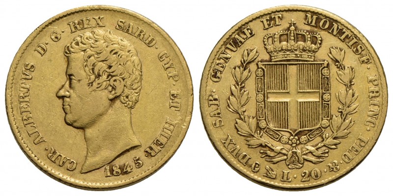 Carlo Alberto (1831-1849) - 20 Lire - 1845 G - AU Pag. 200; Mont. 72 - BB/BB+