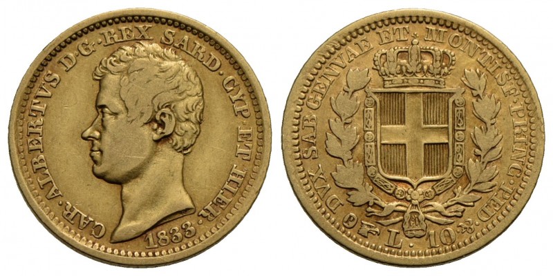 Carlo Alberto (1831-1849) - 10 Lire - 1833 T - AU RRR Pag. 212; Mont. 83 - MB-BB