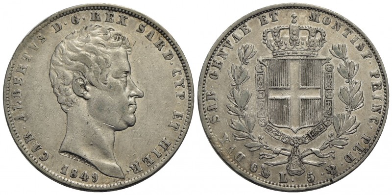 Carlo Alberto (1831-1849) - 5 Lire - 1849 G - AG Pag. 265; Mont. 141 - BB-SPL