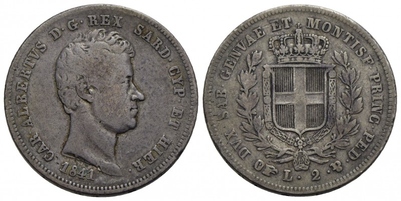 Carlo Alberto (1831-1849) - 2 Lire - 1841 T - AG RRR Pag. 278; Mont. 153 - qBB/B...