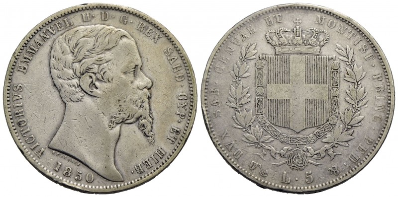 Vittorio Emanuele II (1849-1861) - 5 Lire - 1850 G - AG R Pag. 370; Mont. 41 Col...