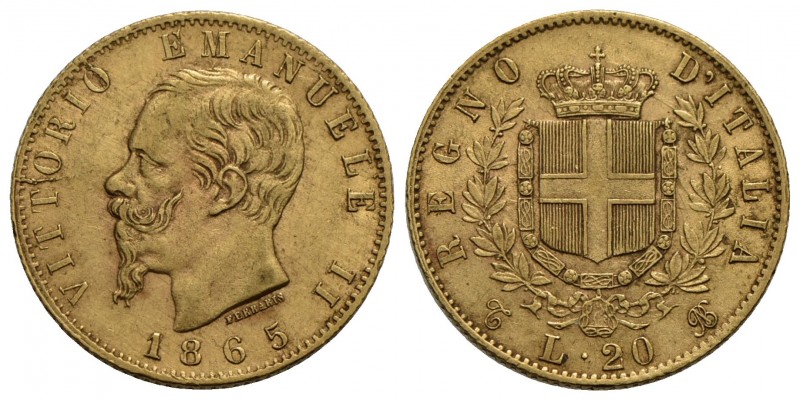 Vittorio Emanuele II Re d'Italia (1861-1878) - 20 Lire - 1865 T - AU Pag. 459; M...