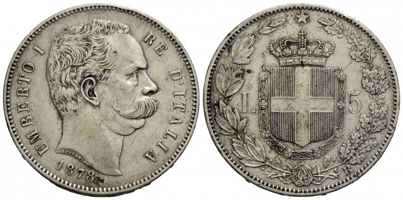 Umberto I (1878-1900) - 5 Lire - 1878 - AG RR Pag. 589; Mont. 32 - BB+