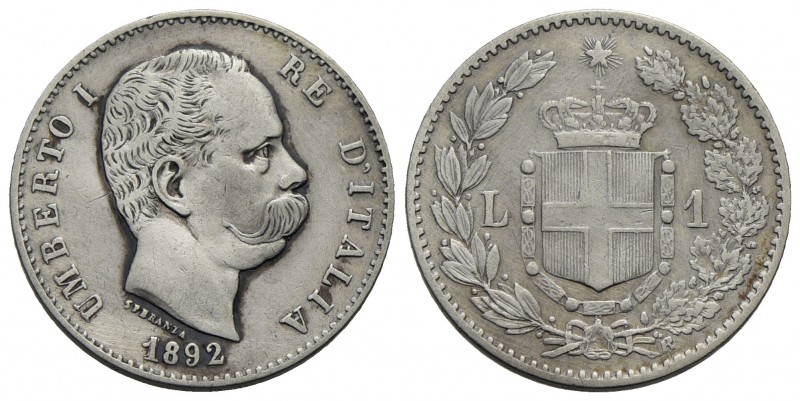 Umberto I (1878-1900) - Lira - 1892 - AG RR Pag. 605; Mont. 51 Lucidata - qBB