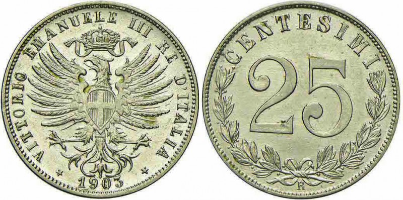 Vittorio Emanuele III (1900-1943) - 25 Centesimi - 1903 - NI R Pag. 828; Mont. 2...