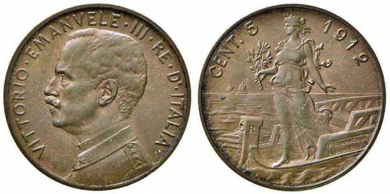 Vittorio Emanuele III (1900-1943) - 5 Centesimi - 1912 Prora - CU R Pag. 894; Mo...