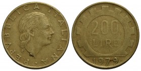 Repubblica Italiana (emissioni in lire) (1946-2001) - 200 Lire - 1979 - BT NC Att. P34c Mezza luna in rilievo sotto il collo - BB