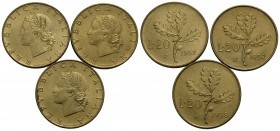 Repubblica Italiana (emissioni in lire) (1946-2001) - 20 Lire - 1957 - BT NC Mont. 7 Gambo stretto e largo assieme a 1958 - Lotto di tre monete in alt...