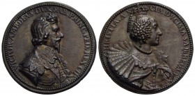 SAVOIA - Vittorio Amedeo I (1630-1637) - Medaglia - Busto a d. - R/ Busto di Maria Cristina di Francia a d. Opus: Dupré Ø: 47 mm. - (AG g. 41) RRR U. ...