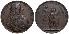 SAVOIA - Carlo Emanuele III (1730-1773) - Medaglia - 1739 - Busto corazzato frontale - R/ Il Re incoronato dalla Vittorie e difeso da Minerva Opus: Da...