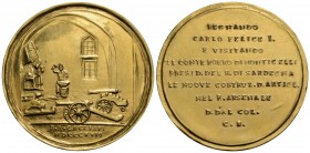 SAVOIA - Carlo Felice (1821-1831) - Medaglia - 1824 - Per la visita del conte Roero di Monticelli alle postazioni di artiglieria dell'arsenale di Cagl...