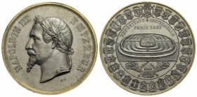 FRANCIA - Napoleone III (1852-1870) - Medaglia - 1867 - Esposizione Universale di Parigi - Testa laureata a s. - R/ Cornucopie e stemmi Opus: C.T. Ø: ...