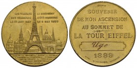 FRANCIA - Terza Repubblica (1870-1940) - Medaglia - 1889 - Souvenir della salita al 1 e 2 piano della torre Eiffel - La torre Eiffel - R/ Scritta Opus...