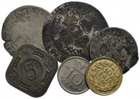 Estere - BELGIO - Lotto di 6 monete (3 Olanda), si notano 3 Patard 16?? Di Alberto e Isabella (1598-1621) Belgio Brabante (gr. 2,16), 10 Liard 1751 Br...