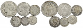 Estere - FRANCIA - 2,1 franchi, 50,20 centesimi dal 1850 al 1881 - Lotto di 6 monete - qBB÷BB+