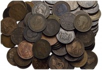 Estere - Lotto di un Kg. di monete in CU modulo 10 Cent./Penny - Varie