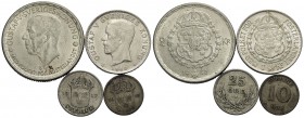 Estere - SVEZIA - Lotto di 4 monete in Ag. - BB÷SPL+
