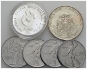Repubblica Italiana - 500 lire 1990 CEE (in scatola originale) e altre 5 monete - Lotto di 6 monete di cui 2 in Ag. - BB÷FDC