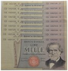 Cartamoneta-Italiana - 1.000 Lire - Verdi 2° tipo 30/05/1981 - Ciampi/Stevani Ondulazione sulle prime banconote - Lotto 9 biglietti consecutivi - FDS