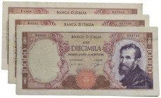 Cartamoneta-Italiana - 10.000 Lire - Michelangelo 03/07/62 (2), 20/05/66 (2) e 15/02/73 - Lotto di 5 banconote - BB÷BB+