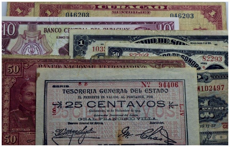 Cartamoneta-Estera - Lotto 9 banconote Centro America e area ispanica - - MB÷SPL...