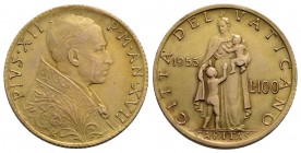 Pio XII (1939-1958) - 100 Lire - 1955 - (AU g. 5,19) - SPL