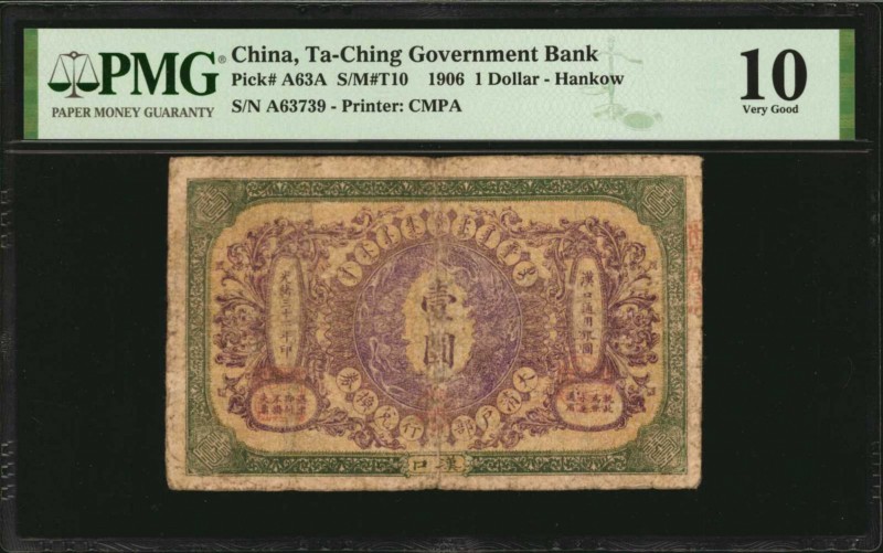 CHINA--EMPIRE

(t) CHINA--EMPIRE. Ta-Ching Government Bank. 1 Dollar, 1906. P-...