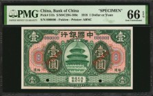 CHINA--REPUBLIC

(t) CHINA--REPUBLIC. Lot of (3) Bank of China. 1, 5 & 10 Dollars, 1918. P-51fs, 52es & 53fs. Specimens. PMG Gem Uncirculated 65 EPQ...
