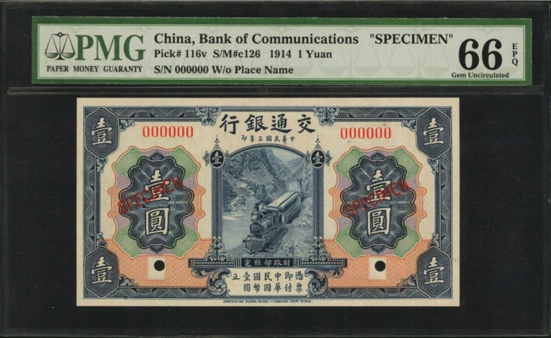 CHINA--REPUBLIC

CHINA--REPUBLIC. Bank of Communications. 1 Yuan, 1914. P-116v...