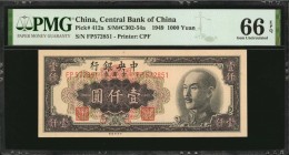 CHINA--REPUBLIC

(t) CHINA--REPUBLIC. Lot of (10) Central Bank of China. 1000 Yuan, 1949. P-412a. Consecutive. PMG Gem Uncirculated 66 EPQ.

A lar...