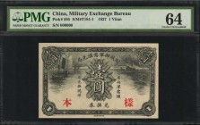 CHINA--REPUBLIC

(t) CHINA--REPUBLIC. Lot of (2) Military Exchange Bureau. 1 Yuan, 1927. P-595 & 595s. Specimen & Issued Note. PMG Choice Uncirculat...