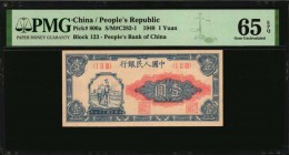 CHINA--PEOPLE'S REPUBLIC

CHINA--PEOPLE'S REPUBLIC. People's Bank of China. 1 Yuan, 1948. P-800a. PMG Gem Uncirculated 65 EPQ.

(S/M#C282-1). Bloc...
