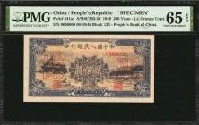 CHINA--PEOPLE'S REPUBLIC

(t) CHINA--PEOPLE'S REPUBLIC. People's Bank of China. 200 Yuan, 1949. P-841as. Specimen. PMG Gem Uncirculated 65 EPQ.

(...