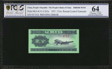 CHINA--PEOPLE'S REPUBLIC

(t) CHINA--PEOPLE'S REPUBLIC. People's Bank of China. 2 Fen, 1953. P-861b. Printing Error. PCGS GSG Choice Uncirculated 64...