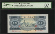 CHINA--PEOPLE'S REPUBLIC

CHINA--PEOPLE'S REPUBLIC. People's Bank of China. 2 Yuan, 1953. P-867. PMG Superb Gem Uncirculated 67 EPQ.

(S/M#C283-10...
